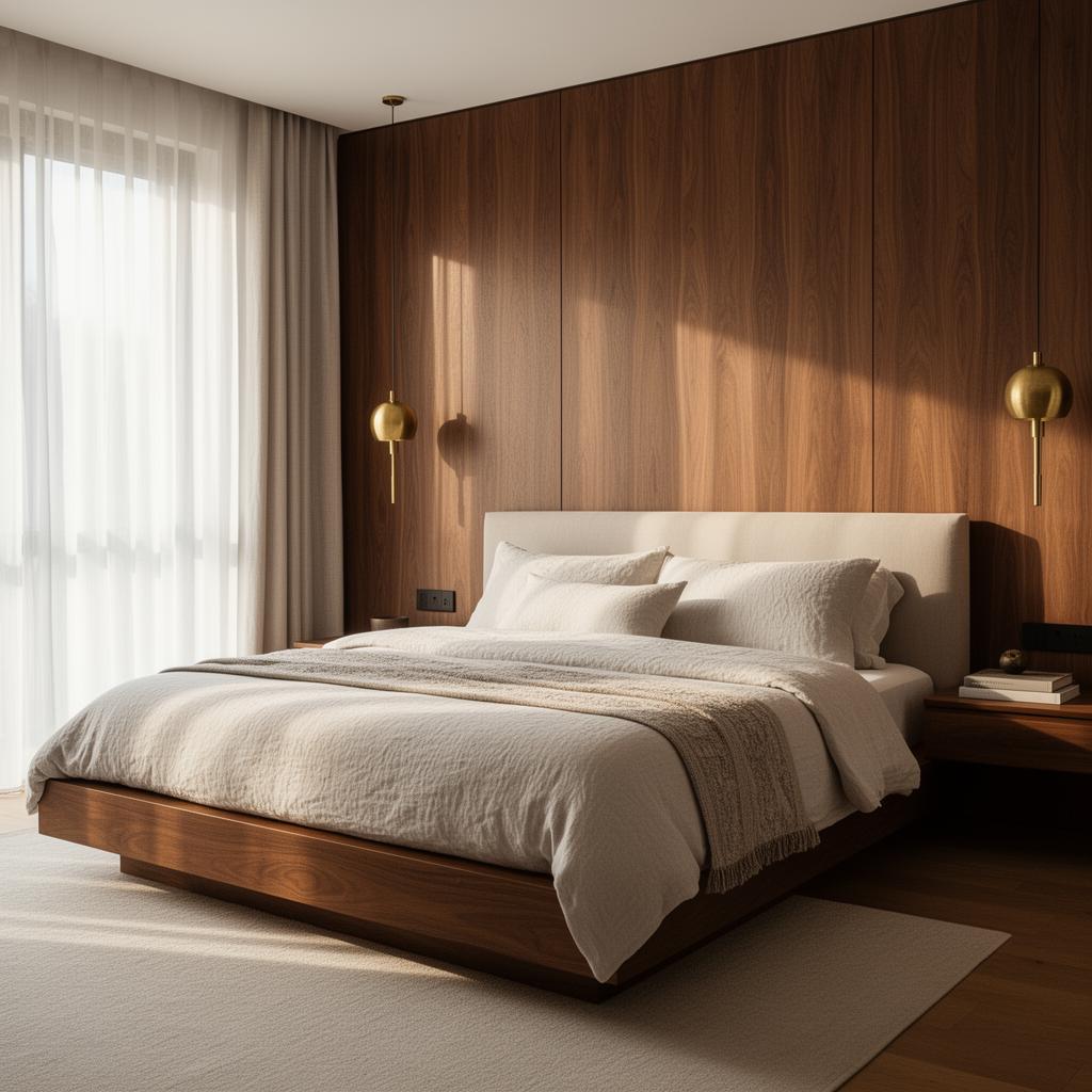 Walnut paneled primary suite by Fine Designs